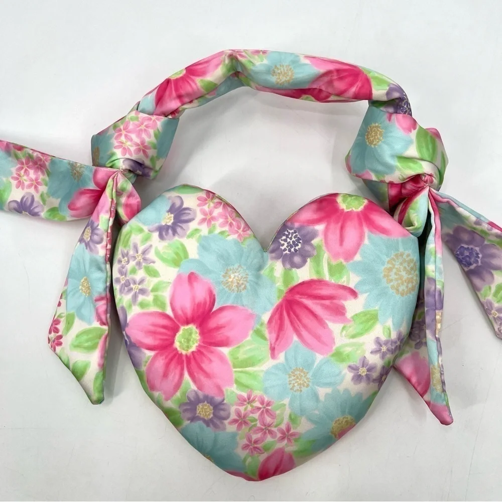 MADDEN GIRL Pink & Blue Heart Shape Floral Purse